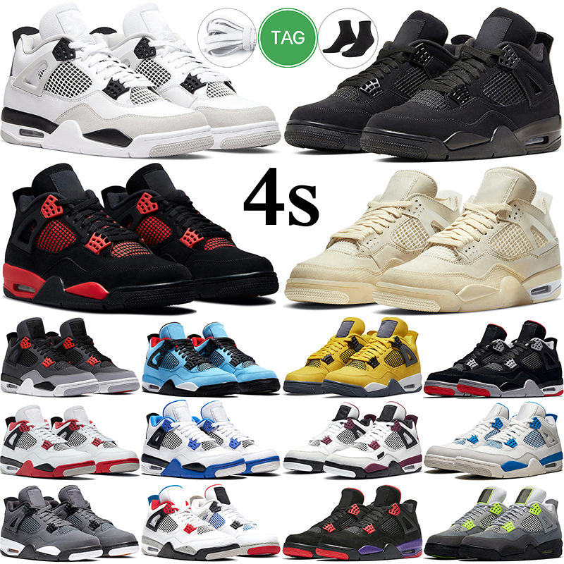 

Basketball Shoes 4s Sail Military Black Cat University Blue 4 Red Thunde men women Infrared 1s retro Stage Haze Dark Mocha Obsidian Cactus Jack mens trainer, # 45