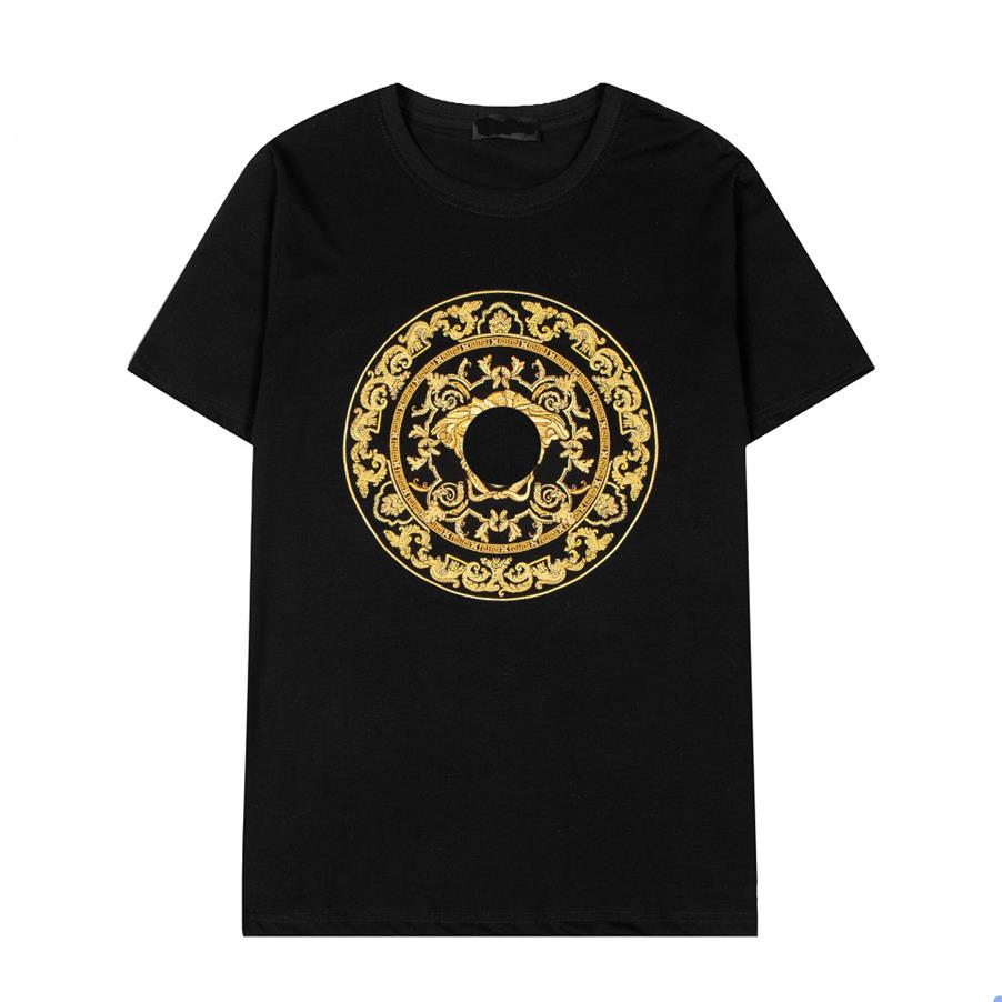

High-quality Medusa Embroidery Men' T-Shirts V-letter Tide Brand logo Spring Summer Pure Cotton Short Sleeve T-shirt for men287s, Black