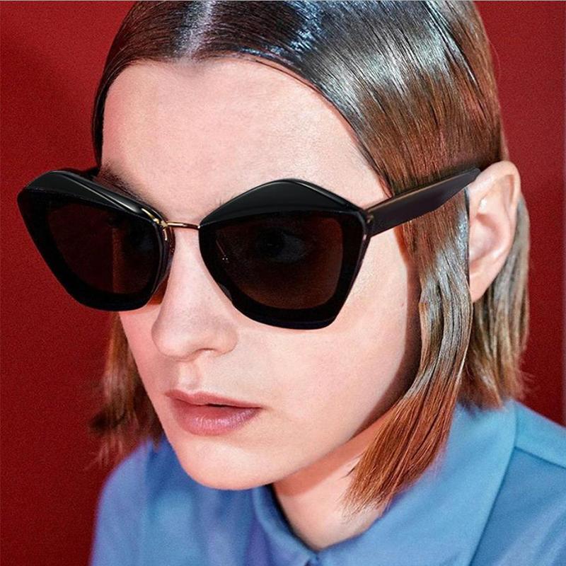 

Sunglasses Unique Design Oversized Women Fashion Black Cat Eye Female Trending Eyewear Shades UV400 GlassesSunglasses