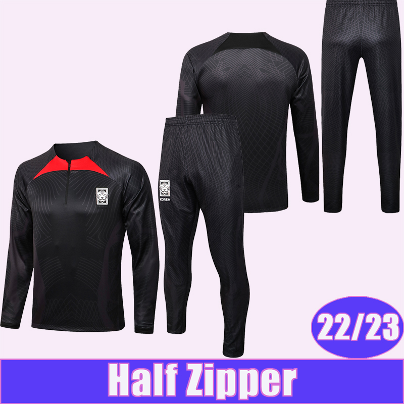 

22 23 C HONG I B HWANG Training Wear Kit Suit Soccer Jerseys H M SON C H KWON Half Zip Tracksuit Football Shirts, B552# 22 23 half zipper black