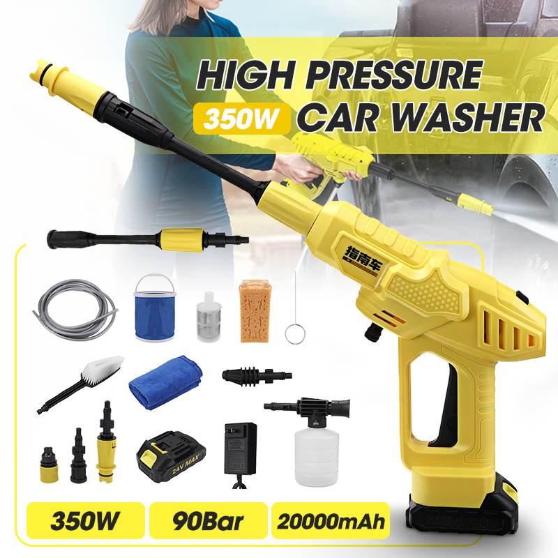

Car Washer 350W 90Bar 20000mAh Wireless High Pressure Washing Machine 24V Spray Water Gun Cleaning