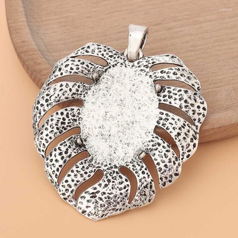 

Pendant Necklaces 5pcs/Lot Tibetan Silver Large Palm Leaf Charms Pendants Blank Cabochon Settings 27x38mm For Jewelry Making