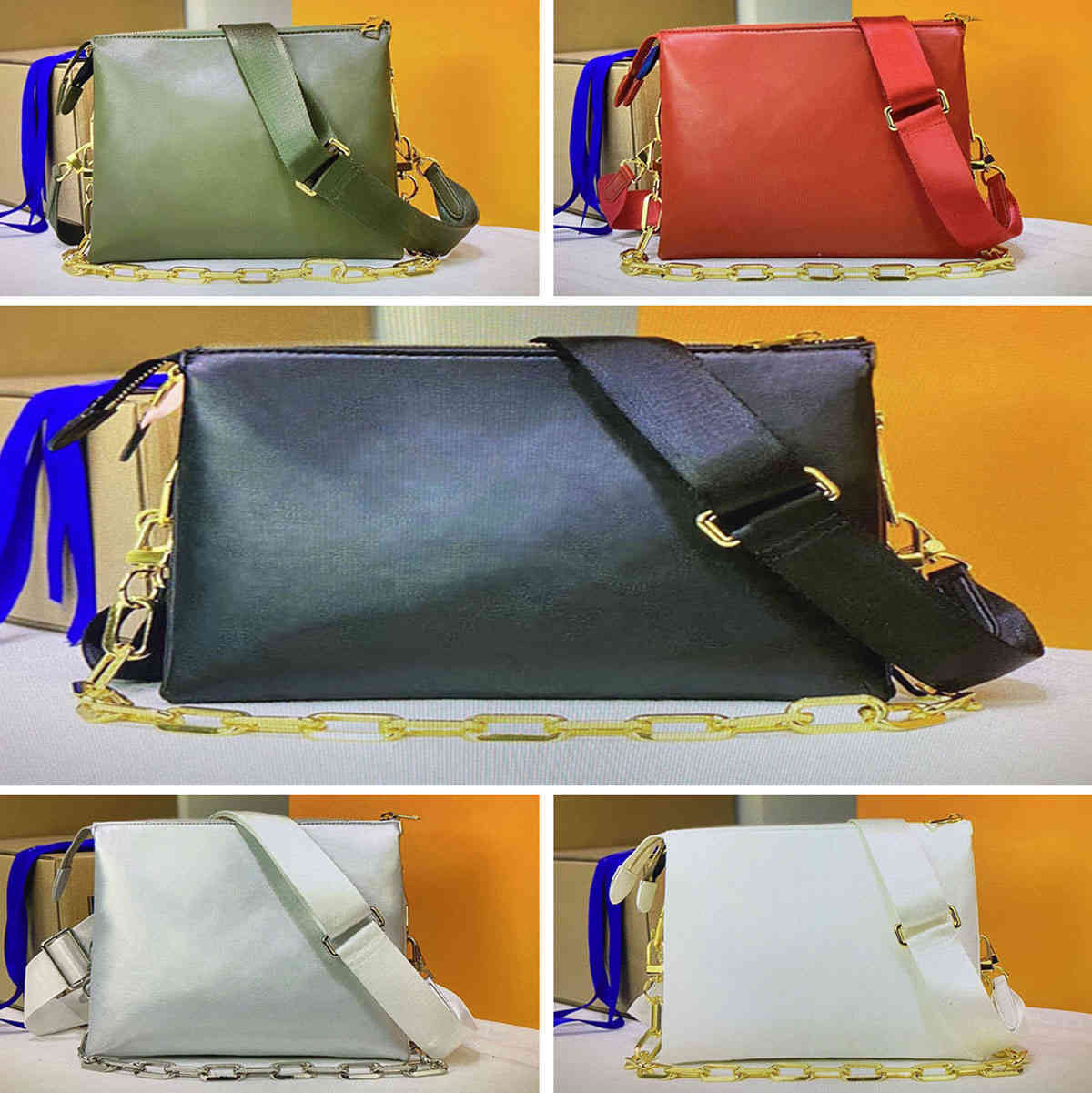 

M57790 Pm Coussin M57783 Mm Luxury Women Shoulder Bag Designer Crossbody Bags Embossed Leather Clutch Pillow Handbag Chain Baguette Underarm, Red flower embossed