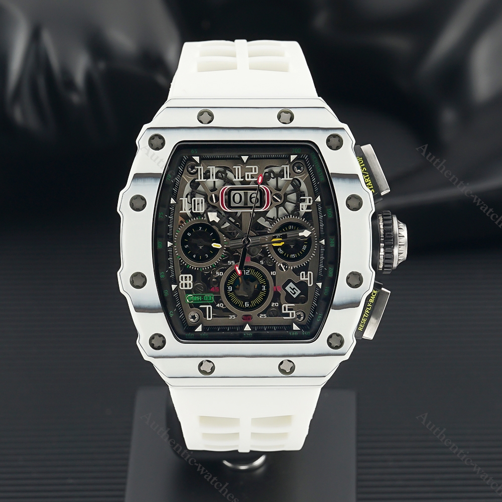 

New Chronograph mechanical wrist watches rm11-03 Automatic MovementUnique Skeleton Dial Luminous Pointers Rubber Strap101 Designer High-quality 2p, Black
