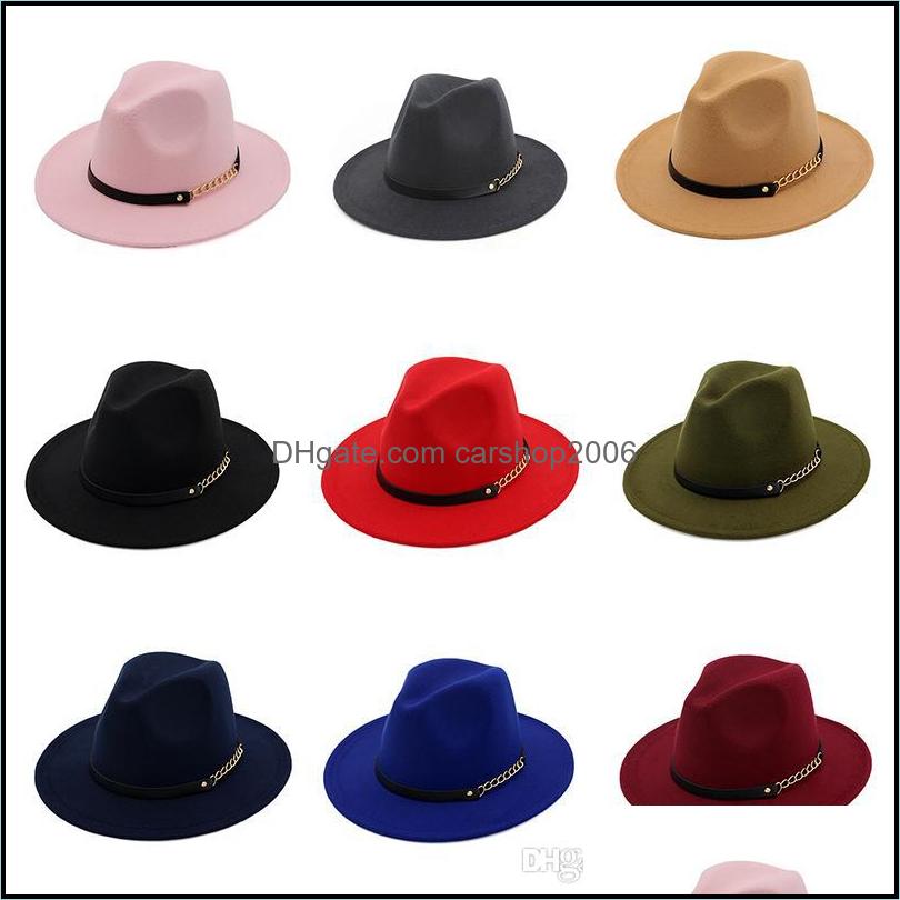 Stingy Brim Chapeaux Casquettes Chapeaux Foulards Gants Accessoires De Mode Laine Feutre Fedora Panama Chapeau Femmes Lady Large Casual En Plein