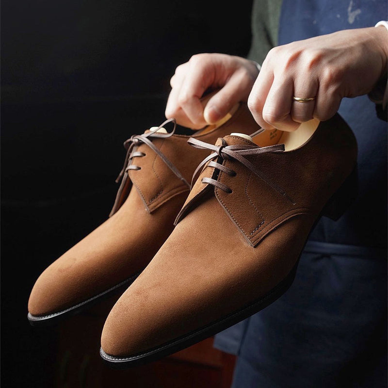 

Derby Shoes Men Faux Suede Solid Color Round Toe Flat Heel Fashion Classic Daily Office Professional Comfortable Breathable Front Lace-Up Casual Shoes CP155, Clear