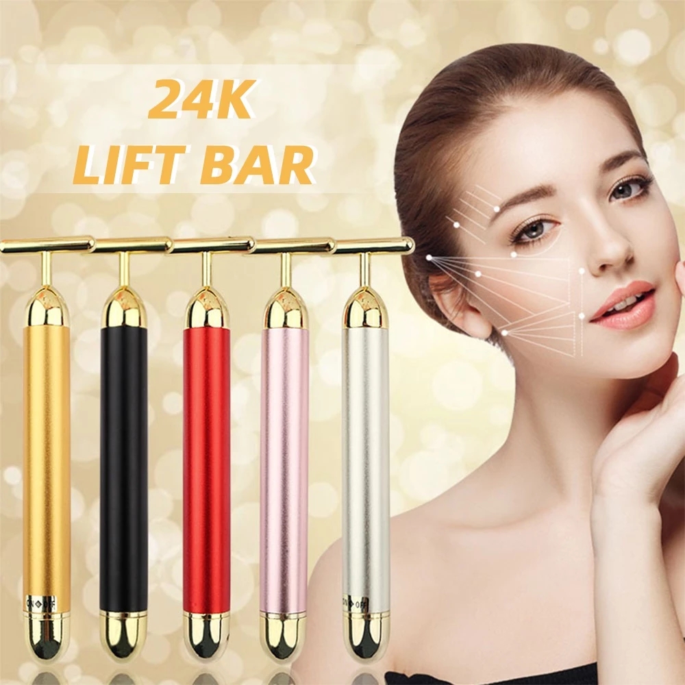 Electric Face Massager T Shape Arm Eye Waist Leg Anti Wrinkles Lift Skin Tightening Face Firming 24k Golden Forehead Cheek Neck Nose Care Tools-image-767959640
