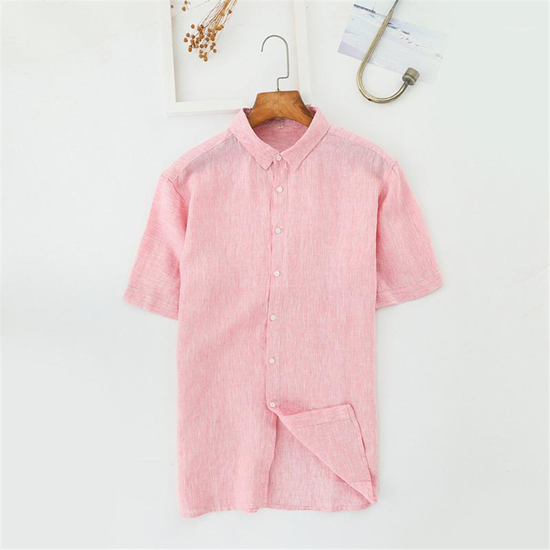 

Houndstooth Shirt Men Shirts 2022 Summer Linen Pink Purple Green Mens Checkered Short Sleeve Blouse Men' Casual