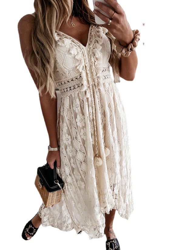 women's designer dress Spring and lace suspenders large swing solid color long dres womens designer clothing Vestidos Largos Elegantes robes