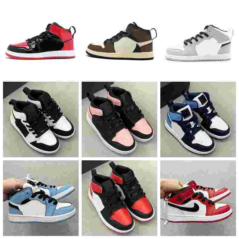 

2022 Infants 1s Kids Basketball Shoes Kid Shoes Game Royal Scotts Obsidian fashion Chicago Bred boys girls Sneakers Mid Multi-Color Tie-Dye Kids Shoes Size 25-35, Box