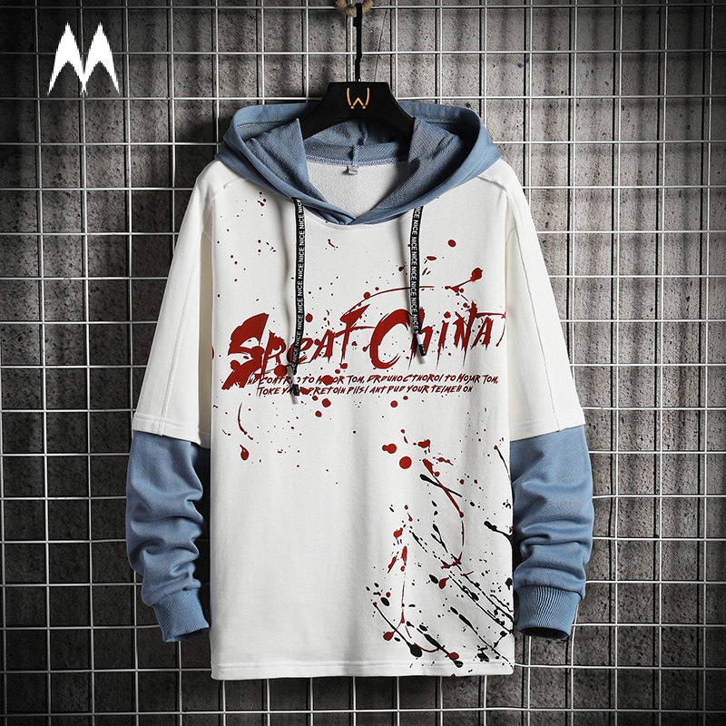 

Printed Hoodie Men Fashion Splicing Sweatshirt Mens Autumn Trend Hip Hop Hoodies Casual Harajuku Loose Top Men Pullover 4XL 220816, Cbd304white