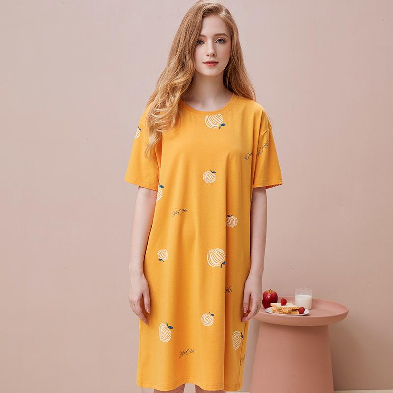 

Women's Sleepwear Women Nightgowns Cotton Nightdress Cute Cartoon Nightwear Sweet Princess Short Sleeve Loose Spring Homewear Nightshirt, 2005