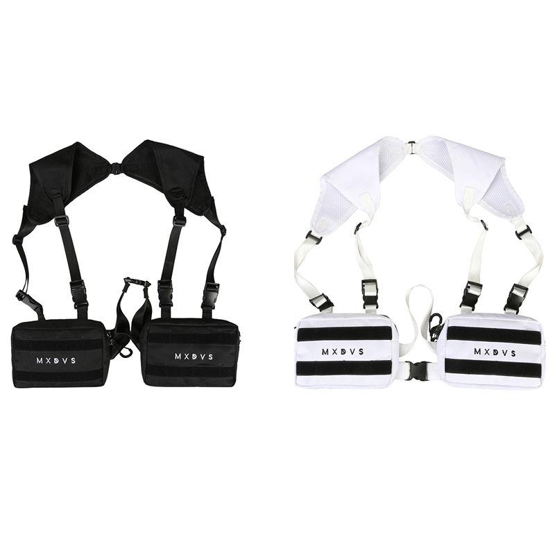 

Waist Bags Young Girls Street Hip Hop Multi Pocket Chest Bag Tactical Vest Streetwear For Women Unisex Pack Adjustable Rig, Black