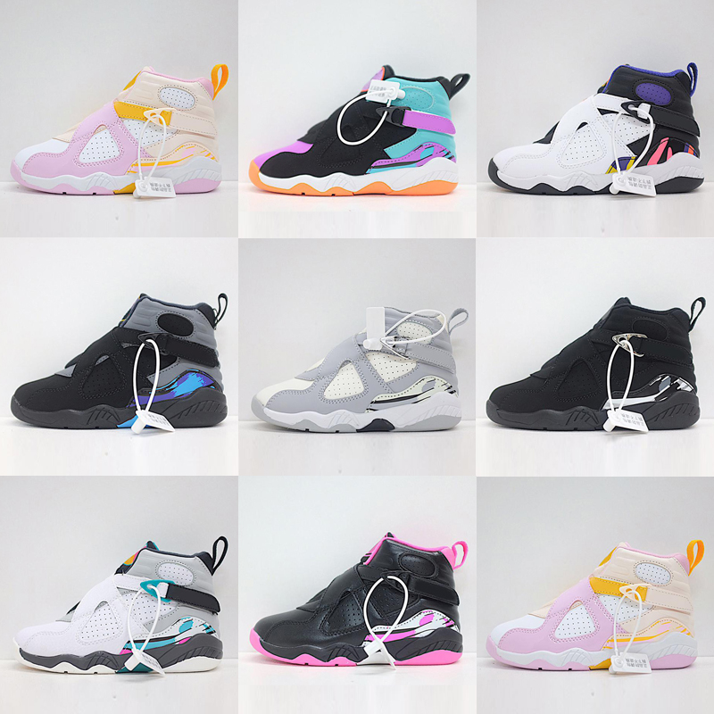

Jumpman 8 Kids Basketball Shoes Youth Children Athletic 8s Orange Pearl Arctic Pink White for Boy Girls Sports Shoes size 22-37, As photo 5