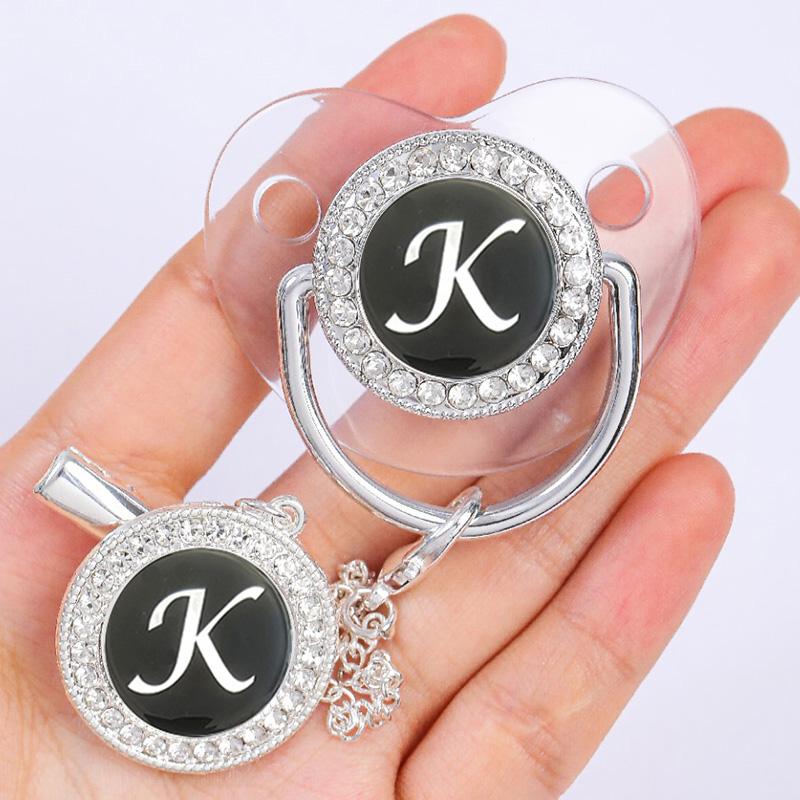 

Pacifiers# Baby Personalized Pacifier Clip Born Teethers Letter Transparent Silver Bling Infant Luxury Pacifiers Holder Silicone NipplePacif