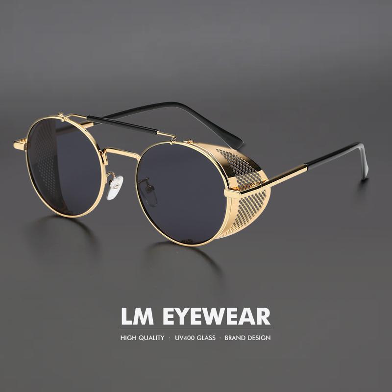 

Sunglasses LM Round Steampunk Men Women Fashion Metal Glasses Vintage Eyewear High Quality UV400 Masculino