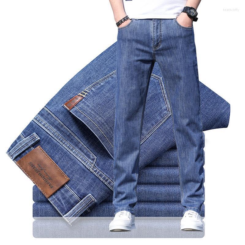 

Men's Jeans Summer Men's Thin Blue Classic Style Fashion Business Casual Straight Stretch Denim Pants Male Brand ClothesMen's Heat22