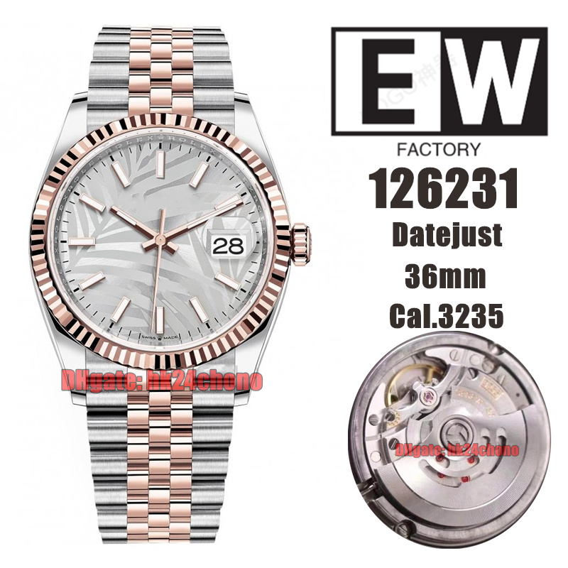 

EWF Top Quality Watches 126231 Date 36mm 904L SS Cal.3235 Automatic Mens Watch Silver Dial Rose Gold Two Tone Stainless Steel Bracelet Ladies Wristwatches, Vip