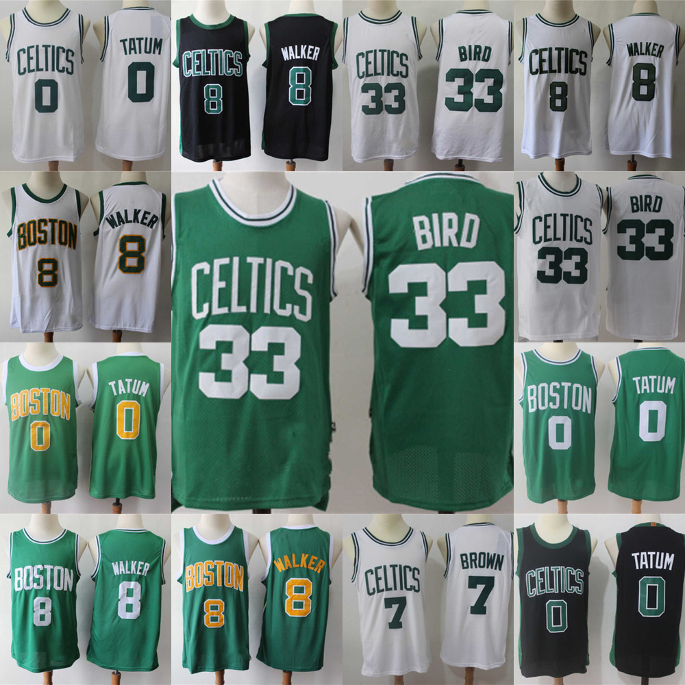 

Basketball Jerseys Men Boston''Throwback''Celtics''Jersey Larry 33 Bird Jayson 0 Tatum Jaylen 8 Kemba Walker 7 Brown Basketball Shorts Basketball Jersey green black, Color