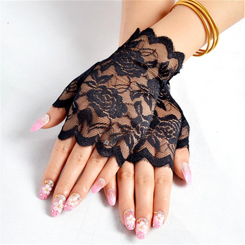 

Five Fingers Gloves Fashion Sailor Dance Long Fingerless Womens Sexy Lace Ladies Half Finger Fishnet Mesh Mitten Handschoenen