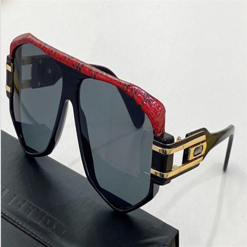 

Legends 163 Sunglasses Red Leather Black Grey Shaded Sonnenbrille gafas de sol Men Sun Shades UV400 Protection with Box1955