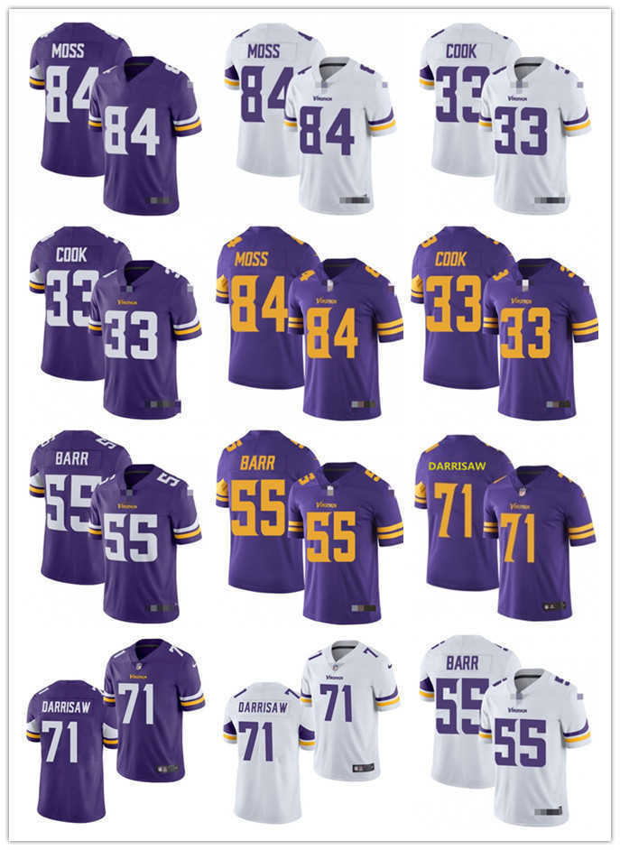 

Mens Womens Youth Minnesota''Vikings''84 Randy Moss 55 Anthony Barr 33 Dalvin Cook 71 Christian Darrisaw Custom Football Jerseys, Colour