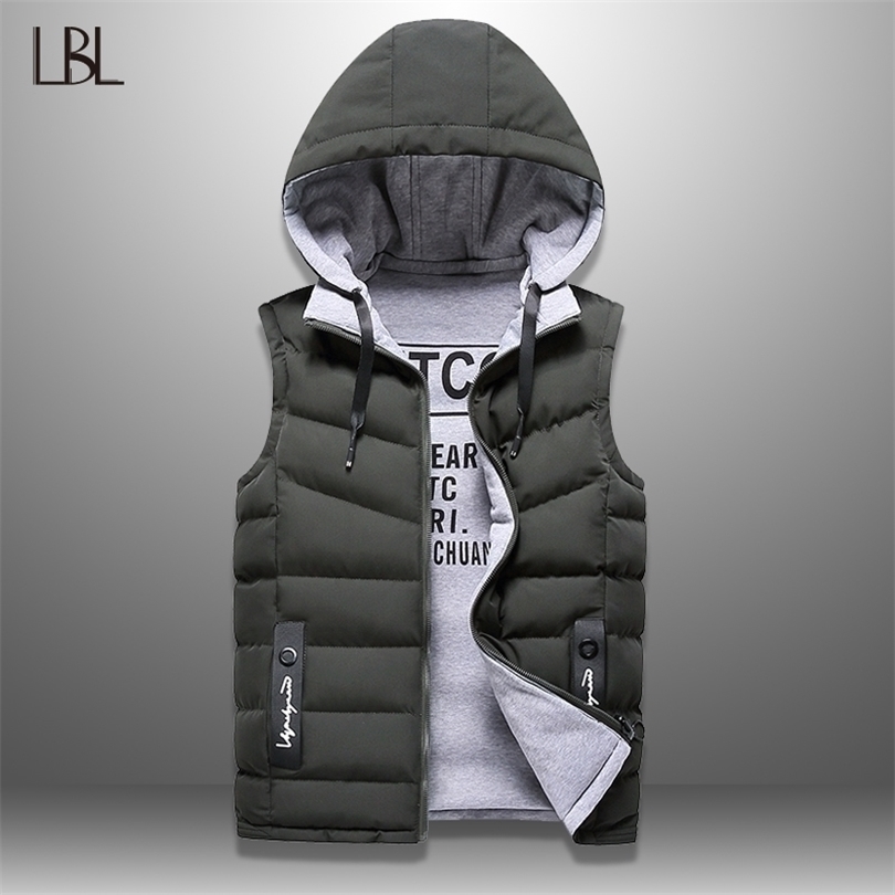 

Mens Winter Vest Down Vest Men Casual Waistcoat Sleeveless Jackets Men Hooded Vest Worn On Both Sides Hat Detachable New Top 4XL 201120, Hq9917 red