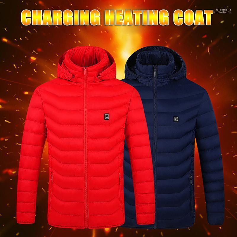 

Men' Down & Parkas Men Electric Heated Jackets Cotton Outdoor Coat USB Heating Hooded Winter Warm XIN- Kare22, Black zone 2
