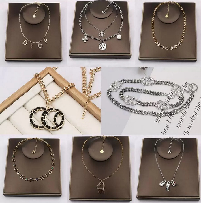

22ss 20style Double Letter Pendant Necklaces Luxury Designer Titanium Steel Crystal Pearl Rhinestone Sweater Long Necklace Women Wedding Jewelry Accessories