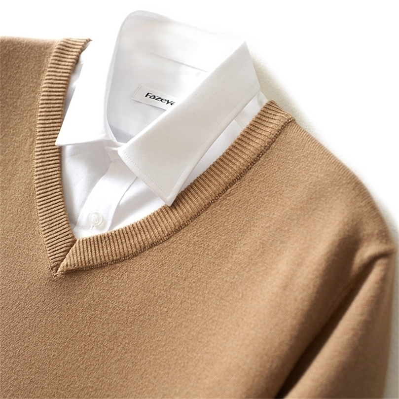 

3XL Men's Sweater Cashmere Blended Knitted V-neck Pullover Selling Fall Winter Men's Wool Knitted Sweater High Quality Warm 201203, Xxxl