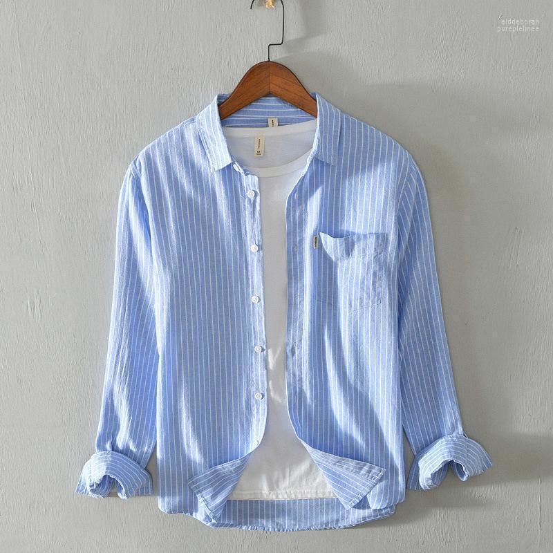 

Men's Casual Shirts Summer Striped Shirt Mens Loose Short Sleeve Fashion Blouse High Quality Camisas Hombre Camisa Masculina Vintage Clothes, Gray