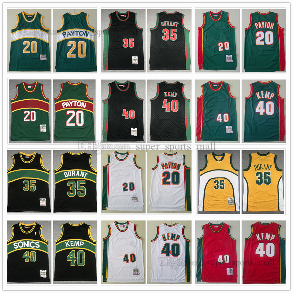 

Retro Mitchell Ness Basketball Jerseys 20 Gary 35 Kevin Payton Durant Shaw 40 Kemp Stitched Hot Jersey White Stripe Orange Black Red 1995-96 2007-08, As picture
