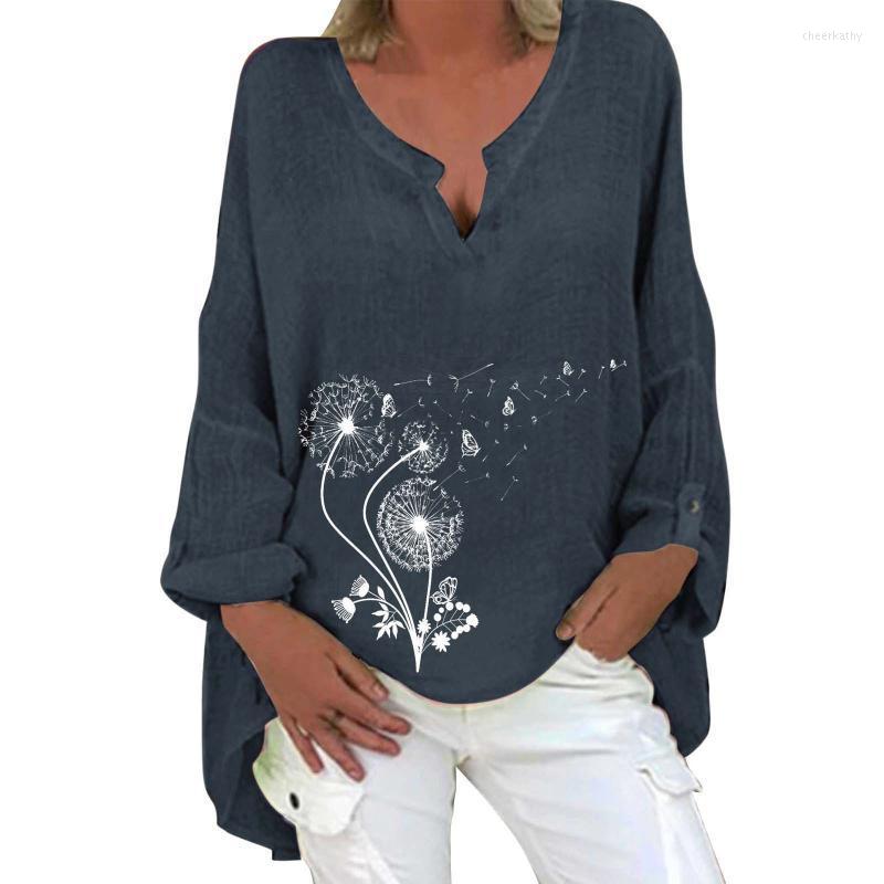 

Women's Blouses & Shirts Women's Elegant 2022 Casual Top Solid Color Blouse Sunflower Printed Tunic V Neck Shirt Long Sleeve Mid Length, Green