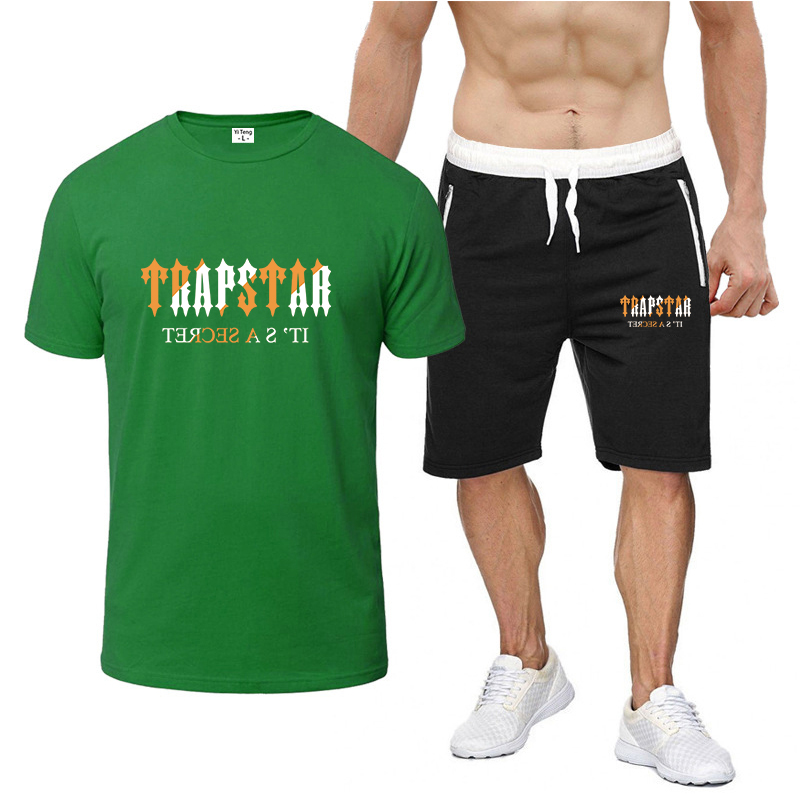 

Men Summer Designer Tracksuit TRAPSTAR Sportswear Sets Short Sleeve T-shirts Short Pants New Fashion Casual Suit Shorts T-shirt 2 Pieces, Yellow