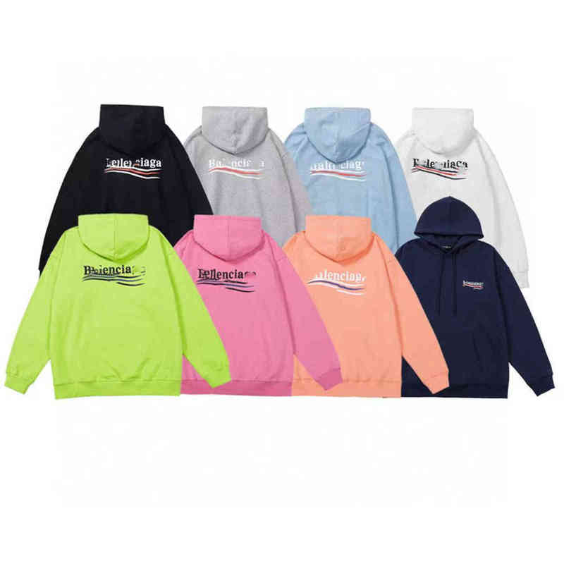 Family bb Balanciagas Hoodie Autumn and Winter Cola Wave Letter Paris Tide Brand Family Mens and Womens Same Sweater Sweater Jacket