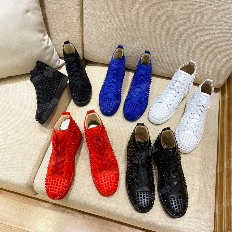 

Luxury Men Women Red Bottoms Shoes Genuine Leather Casual Shoes High-top Sneakers Studded for Top Black White Spikes Rivet Platform Sneaker, I need look other product