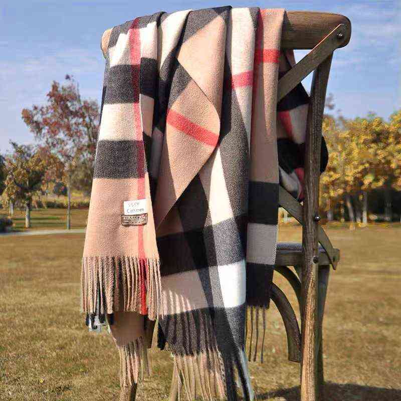 

2021 Autumn and Winter New Scarf Female British Bagh Bristled Cashmere Scarf Shawl Dual-use Thick Couple Scarf T220727