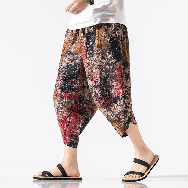 Pantalons pour hommes Plus 5XL taille entrejambe ample surdimensionné large mollet longueur Vintage Boho mode hommes pantalon été décontracté Str