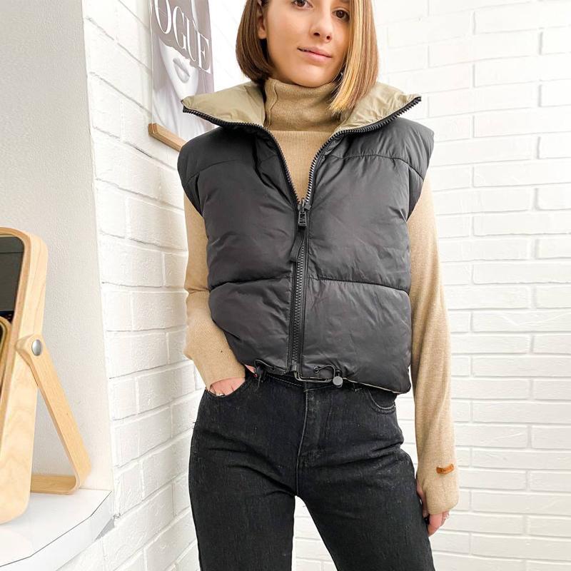 

Women's Jackets 2022 Autumn Winter Women Fashion Double-Sided Jacket Coat Vintage Black Warm Sleeveless Cotton Outwear Female Casual Short T, Style 1 black