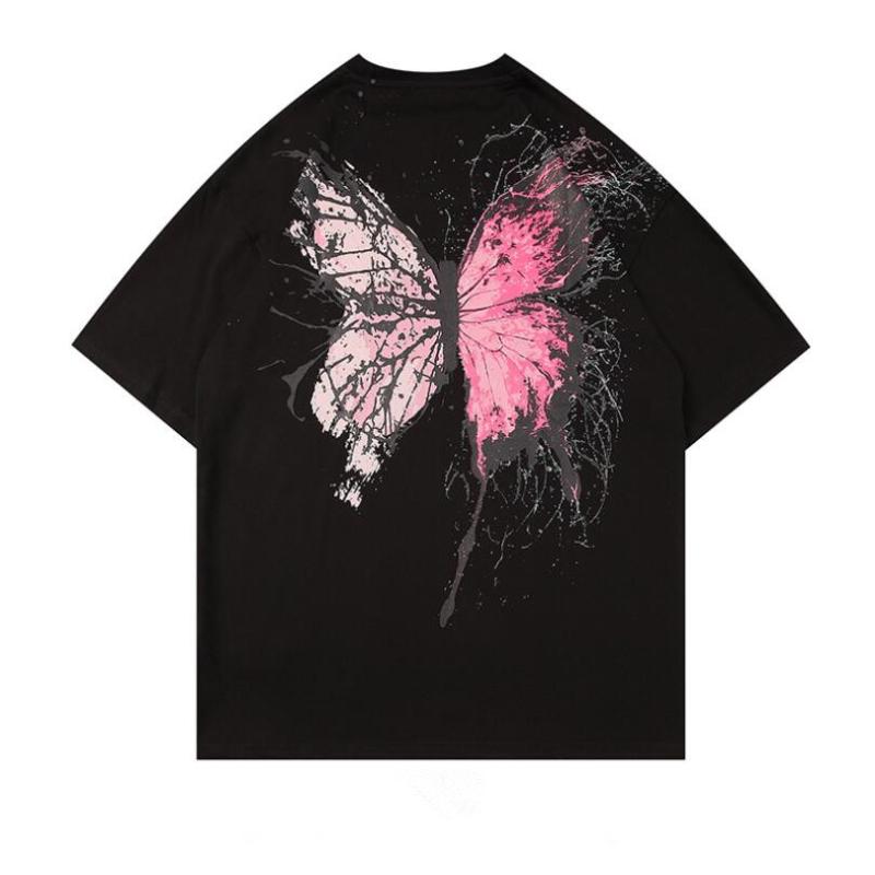 

Men' T-Shirts Men T Shirt Hip Hop Summer 2022 Streetwear Print Cracked Butterfly Tshirt Harajuku Short Sleeve T-Shirt Cotton Tops W1973Men, White