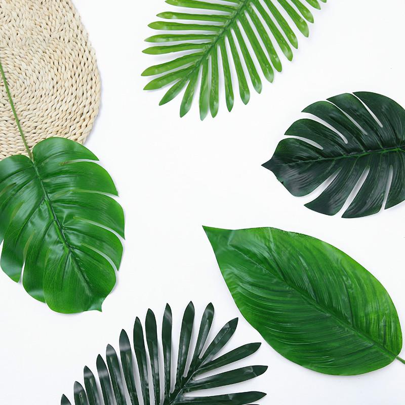 

Decorative Flowers & Wreaths 10Pcs Large Artificial Fake Monstera Palm Tree Leaves Green Plastic Leaf Wedding DIY Decoration Pretty Plant, Green 05