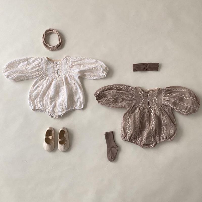 

Jumpsuits Born Baby Clothing Girl Rompers White Romper Embroidery Lace Floral Princess Spring Autumn ClothingJumpsuits, 412574254534 khaki