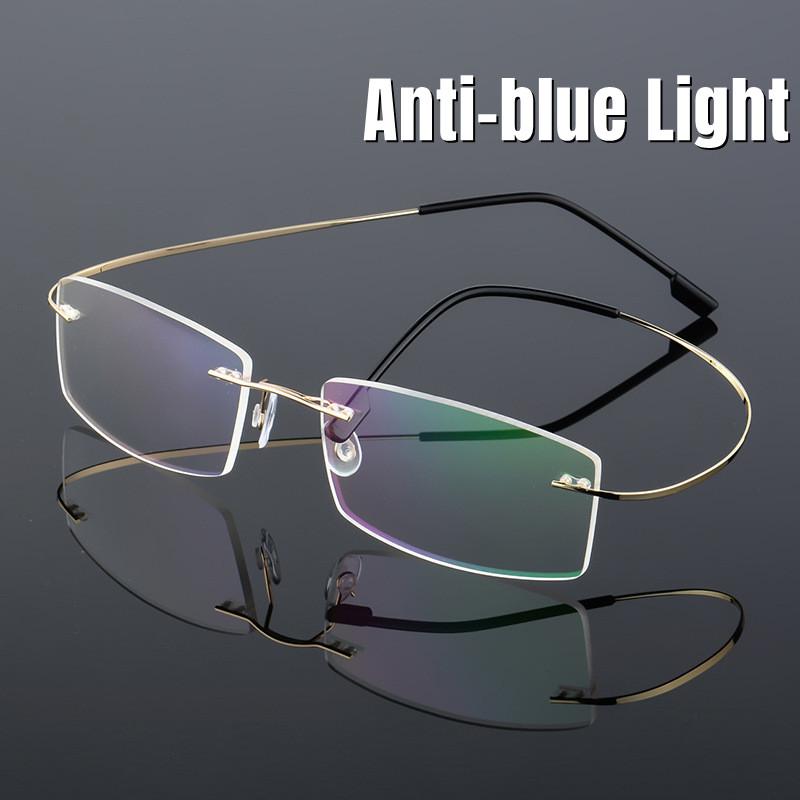 

Sunglasses Luxury Rimless Reading Glasses Women Men Memory Titanium Presbyopia Eyewear Unisex Ultralight Anti-blue Light EyeglassesSunglasse