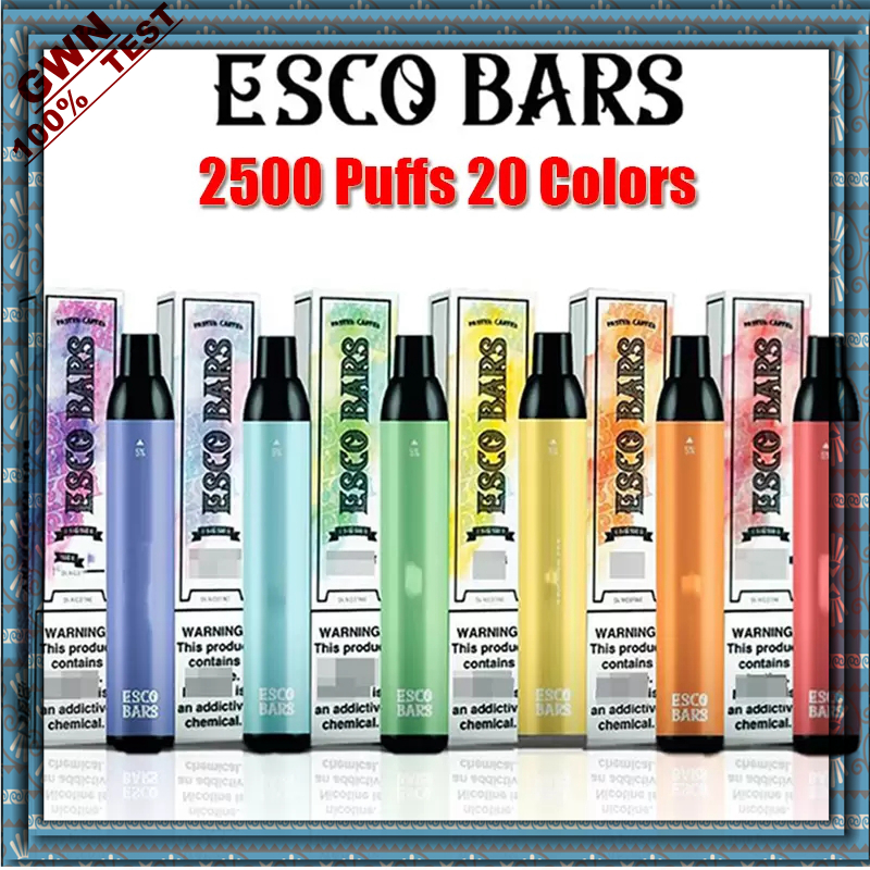 

popular wholesale ESCO escobar escobars 2500 puff Puffs bar bars Disposable electronic cigarette E-Cigarettes pod vaper vape Vapes pen flavors bulk china kit