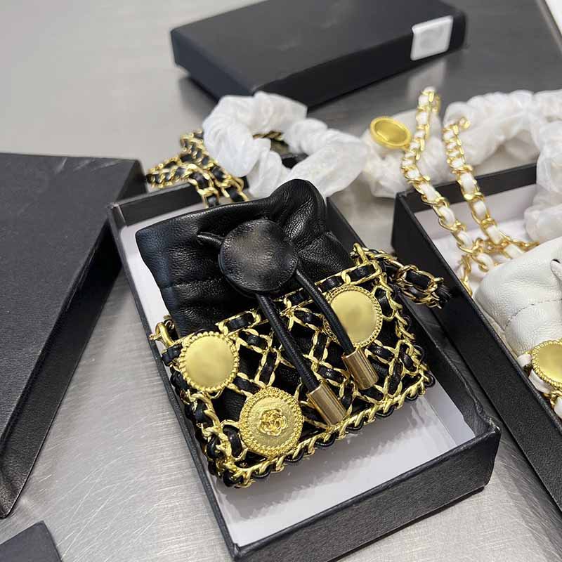 

8CM Fashion Mini Designer Bags Golden Metal Hardware Handbag Designers Gold-Tone Chain Crossbody Bag Inimitable Timeless Diamond Quilting change purse with box