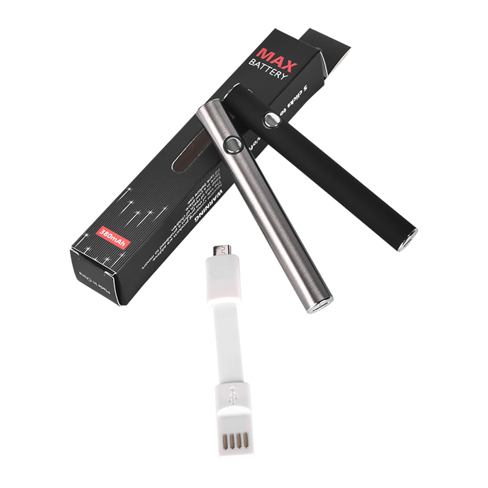 

510 thread Max Preheat Battery 380mAh VV Adjustable Voltage vape Battery for liberty tank Glass Ceramic Cartridges with buttom micro charge port