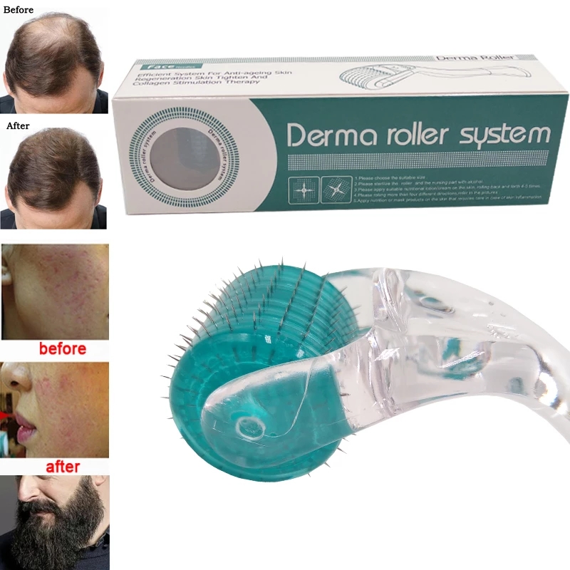 Derma roller 192pins beauty tool CE face massage hair growth beard growth anti loss treatment small solid steel grade transparent handle Home Ins-image-777355036