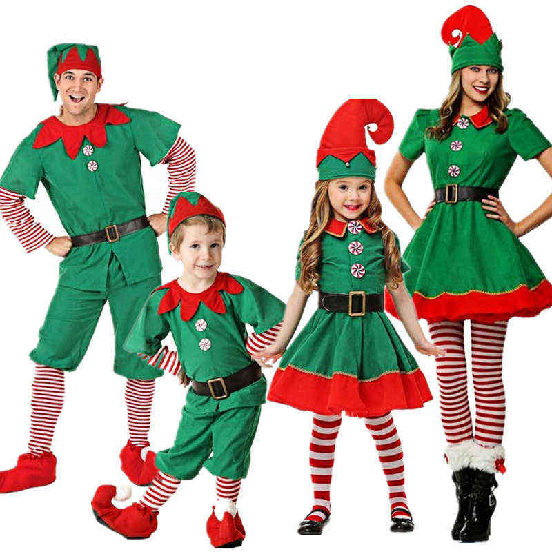 

Women Men Boy Girl Christmas Elf Come Kids Adults Family Green Elf Cosplay Comes Purim Carnival Party Supplies L220715, Male