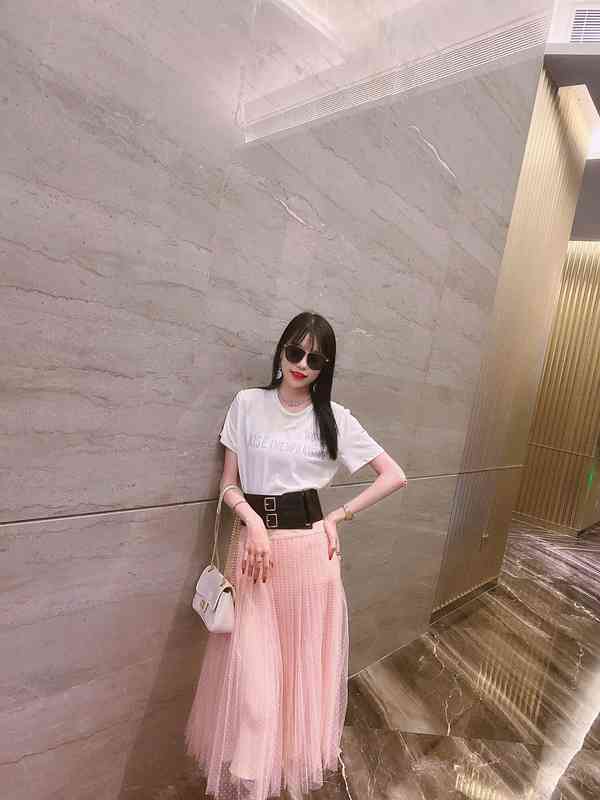 

Designer Fashion Mesh Flocking Polka Dot High Waist Skirt Women' Mid Length High Waist Fluffy Formal Party Skirt Pleated Adult, Green