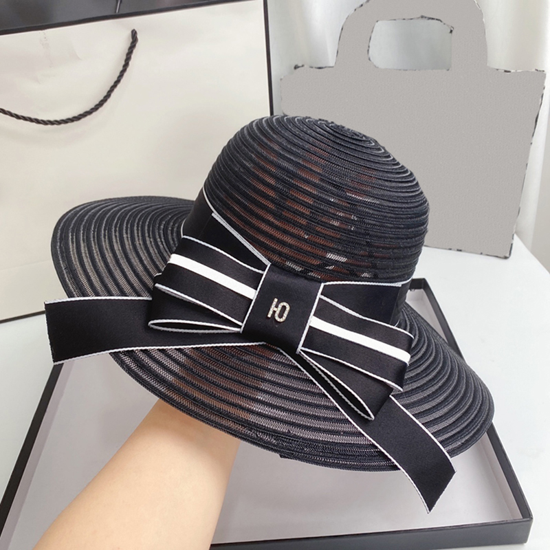 

Plaid Beach Straw Hats Woman Summer Vintage Outdoor Sun Protection Cap Solid Color Breathable Caps Bandage Wide Brim Hats